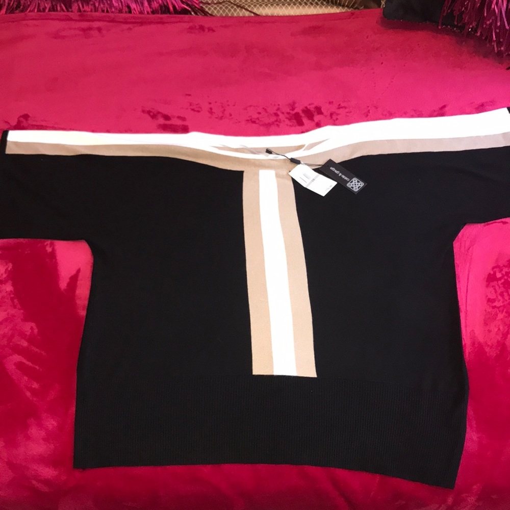 Cable & gauge black and ivory sweater SzXL NWT